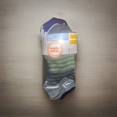 15 Pairs No Show Socks Shoe Size 3-9 Large Camo & Solid Wonder Nation Boys NEW - Image 1