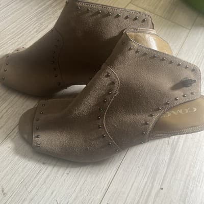 Coach Size 10 Studded Suede Open-Toe Mules Heels - Image 1