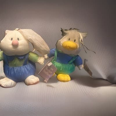 Gibson Easter Stuffed Bunny & Duck Basket Stuffers Ornaments Parachute Nylon Vtg - Thumbnail 4