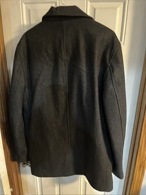 Large charcoal Gray Button Up Coat By Tommy Hilfigure -polyester - Thumbnail 6