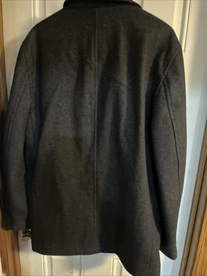 Large charcoal Gray Button Up Coat By Tommy Hilfigure -polyester - Thumbnail 5