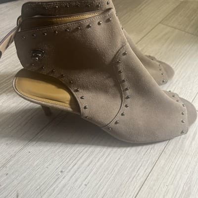 Coach Size 10 Studded Suede Open-Toe Mules Heels - Thumbnail 4