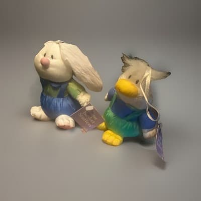Gibson Easter Stuffed Bunny & Duck Basket Stuffers Ornaments Parachute Nylon Vtg - Thumbnail 3
