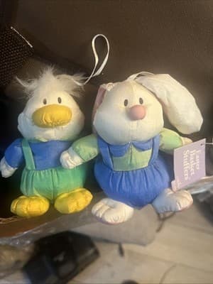 Gibson Easter Stuffed Bunny & Duck Basket Stuffers Ornaments Parachute Nylon Vtg - Thumbnail 2