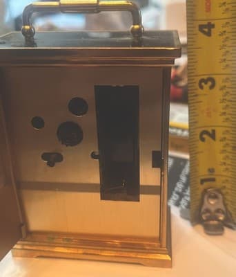 Howard Miller Carriage Style Desk Clock Gold Black Metal Quartz Analog Vintage - Thumbnail 6