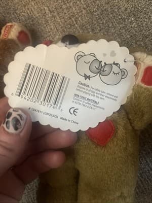 Snoggies Vtg magnetic Kissing Bears Plush 7" NWT sealed NOS valentines hearts - Thumbnail 3