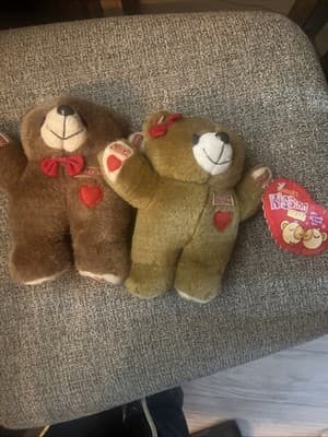 Snoggies Vtg magnetic Kissing Bears Plush 7" NWT sealed NOS valentines hearts - Image 1