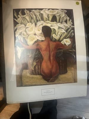 New Unopened Nude with Calla Lilies by Rivera Canvas Artwork 16 X 20 Framed Size - Image 1