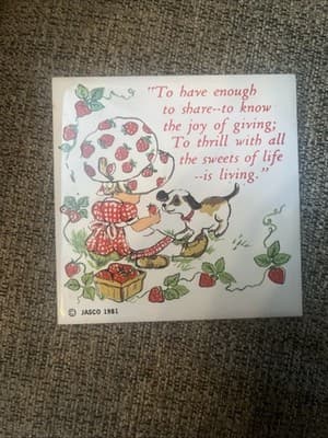 Vintage Jasco 1981 Strawberry Shortcake Ceramic Tile Trivet Coaster Retro - Image 1