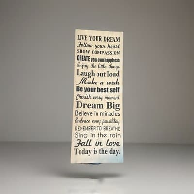 Inspirational Wood Plaque Sign Vertical Wall Decor Ready to Hang, Beige Black - Image 1