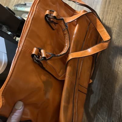 Double Handle Rust Orange Cognac Brown Large Satchel. Size 13x10x5 - Thumbnail 6