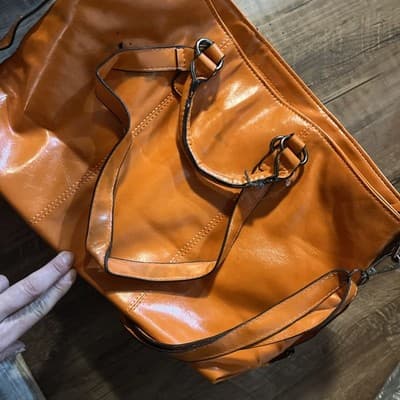 Double Handle Rust Orange Cognac Brown Large Satchel. Size 13x10x5 - Thumbnail 5