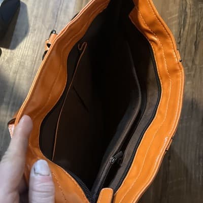 Double Handle Rust Orange Cognac Brown Large Satchel. Size 13x10x5 - Thumbnail 2