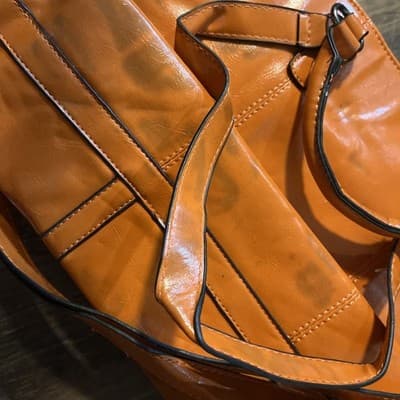 Double Handle Rust Orange Cognac Brown Large Satchel. Size 13x10x5 - Thumbnail 4