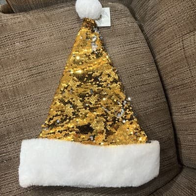 Sequence Santa hat Christmas Holiday Party Celebrations Adult Gold FabulousHome - Thumbnail 2