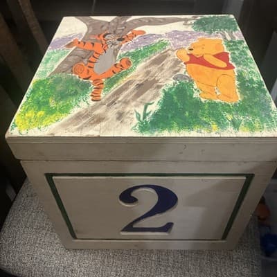 Kids Toy Box 11 X 11 X11” With Pooh Bear An Friends An Numbers And Letters - Thumbnail 7