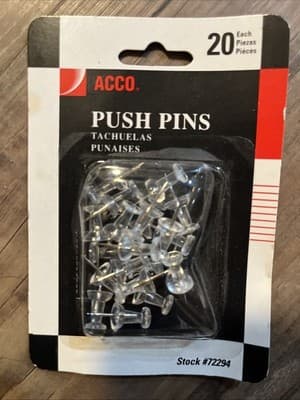 20-Pack Clear Plastic Push Pins, Perfect for Bulletin Boards Calendars, Cork - Image 1