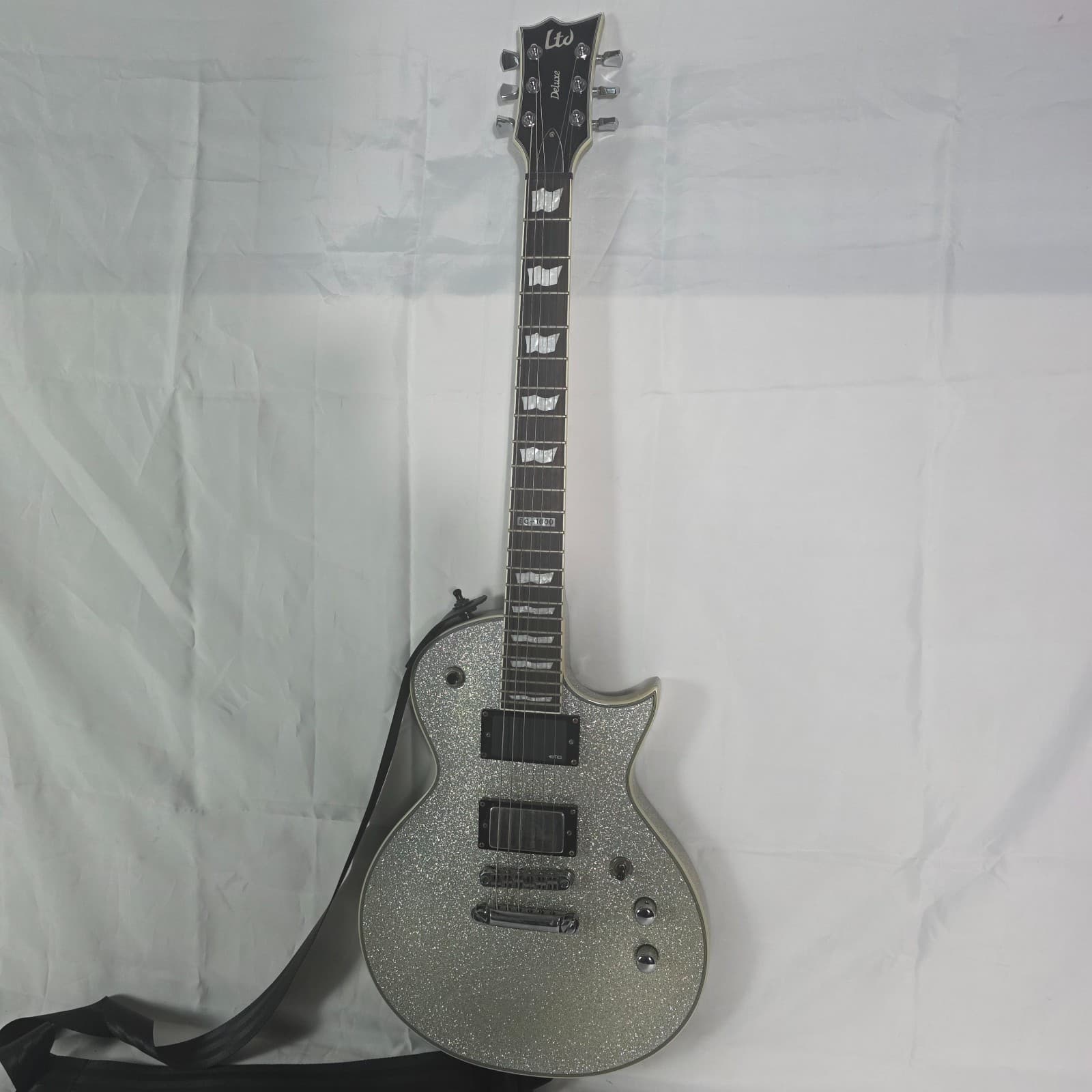 ESP LTD EC-1000 Deluxe Silver Sparkle MIK Korea Electric Guitar - EMG Pickups - Image 1