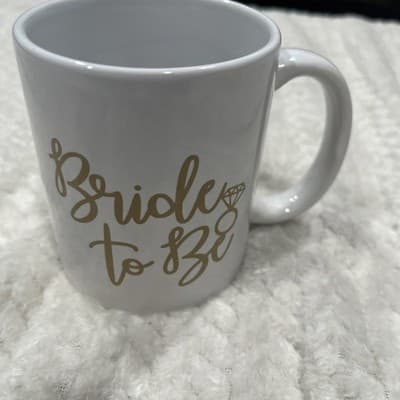 Bride To Be White Coffee Mug With Gold Writing - Image 1