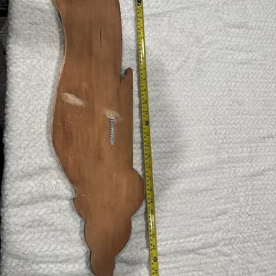 Hand Made By Madlyn wooden Angel In Green With Trumpet 26” Long Decor - Thumbnail 3