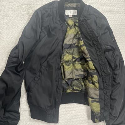 Xhilaration Polyester Black Jacket Size Small Women’s With Army Print Inside - Thumbnail 2
