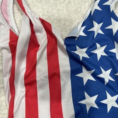 American Flag Body Suit Size Small From Milkway USA V Neck - Thumbnail 3