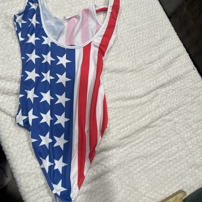 American Flag Body Suit Size Small From Milkway USA V Neck - Thumbnail 5