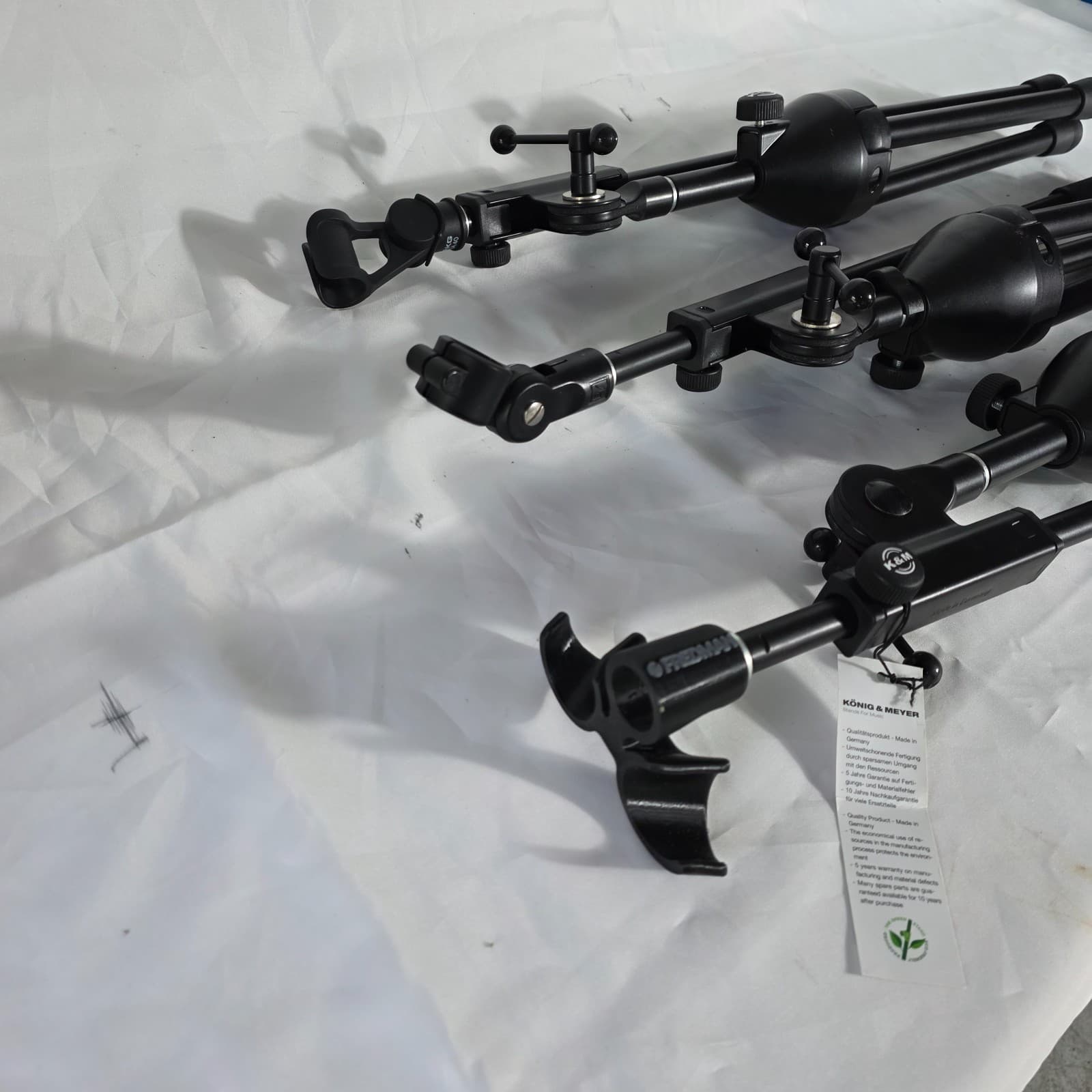 Set of 3 König & Meyer 25950 Black Low Profile Tripod Mic Stand with Boom Arm - Thumbnail 13