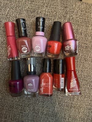 Set Of 10 Mixed Nail Polish Red And Pink Colors Slightly Used - Image 1