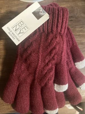 BFNY 2 pack gloves Maroon And Gray Knit Cold Weather Gloves - Image 1