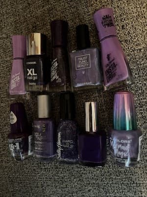 Set Of 10 Nail Polish Set All Purple Shades Slightly Used - Thumbnail 3