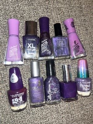 Set Of 10 Nail Polish Set All Purple Shades Slightly Used - Thumbnail 2