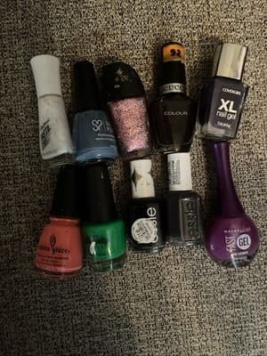 Assortment Of 10 Different Nail Polish Colors And Brands Slightly Used - Image 1