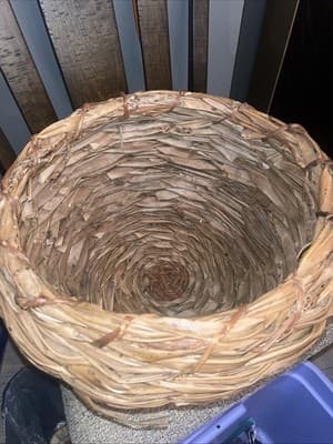 Large 14” Diameter And 10” Tall- Handmade Woven Large Basket Strong Hold - Thumbnail 2