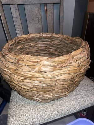 Large 14” Diameter And 10” Tall- Handmade Woven Large Basket Strong Hold - Thumbnail 3