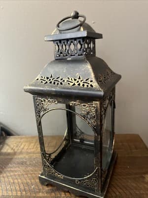 Antique Bronze Metal Lantern. Fabulous Accent touch. - Image 1