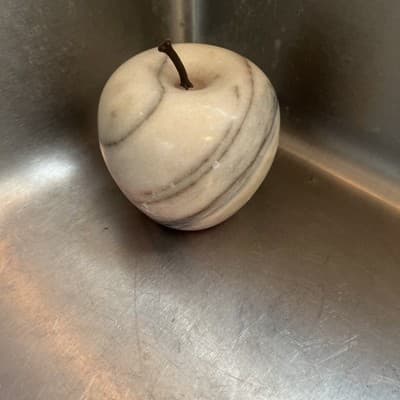 Vintage 3” Alabaster Marble Ivory Pink Apple Paperweight / Great Teacher Gift - Image 1