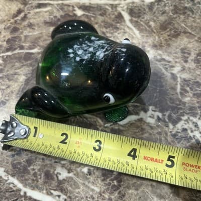 Vintage FROG Glass Figurine White inside 4.5 in long 14 - Image 1