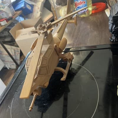 Vintage Military Helicopter Wooden Model 20 Inch Lightly Stained Adjustable Gun - Thumbnail 4