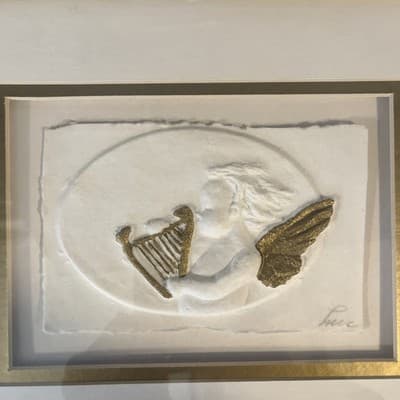 Decorel Beaux Arts Angel paper Artwork Mexico 3D Effect Harp Cherub Wall Decor - Thumbnail 6