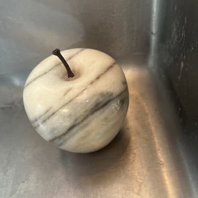 Vintage 3” Alabaster Marble Ivory Pink Apple Paperweight / Great Teacher Gift - Thumbnail 4