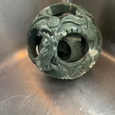 Chinese Five Layer Jade Puzzle Ball - Hand carved Pierced Sphere - Scholar Art. - Thumbnail 4