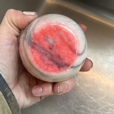 Vintage 3” Alabaster Marble Ivory Pink Apple Paperweight / Great Teacher Gift - Thumbnail 5