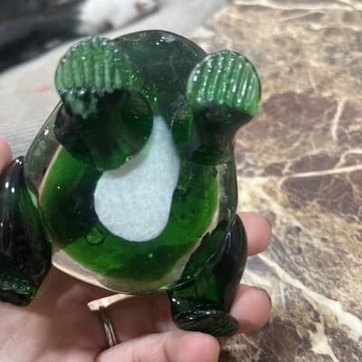 Vintage FROG Glass Figurine White inside 4.5 in long 14 - Thumbnail 6