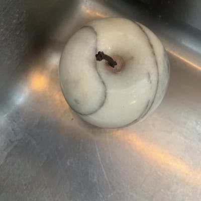 Vintage 3” Alabaster Marble Ivory Pink Apple Paperweight / Great Teacher Gift - Thumbnail 2