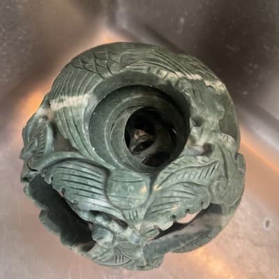Chinese Five Layer Jade Puzzle Ball - Hand carved Pierced Sphere - Scholar Art. - Thumbnail 3