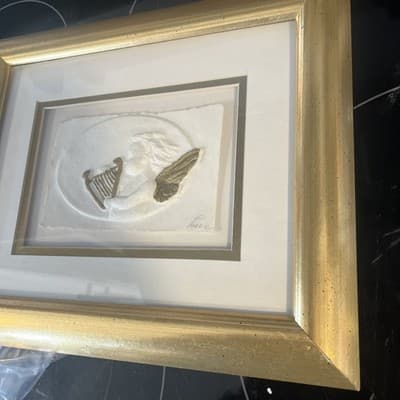 Decorel Beaux Arts Angel paper Artwork Mexico 3D Effect Harp Cherub Wall Decor - Thumbnail 4