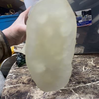 frosted glass elephant sculpture With White Tusks 10” Long 8” Tall And 4” Wide - Thumbnail 7