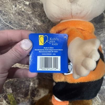 NWT Kohls Cares Charlie Brown Plush Orange Shirt 12" Peanuts Plush NEW - Thumbnail 3