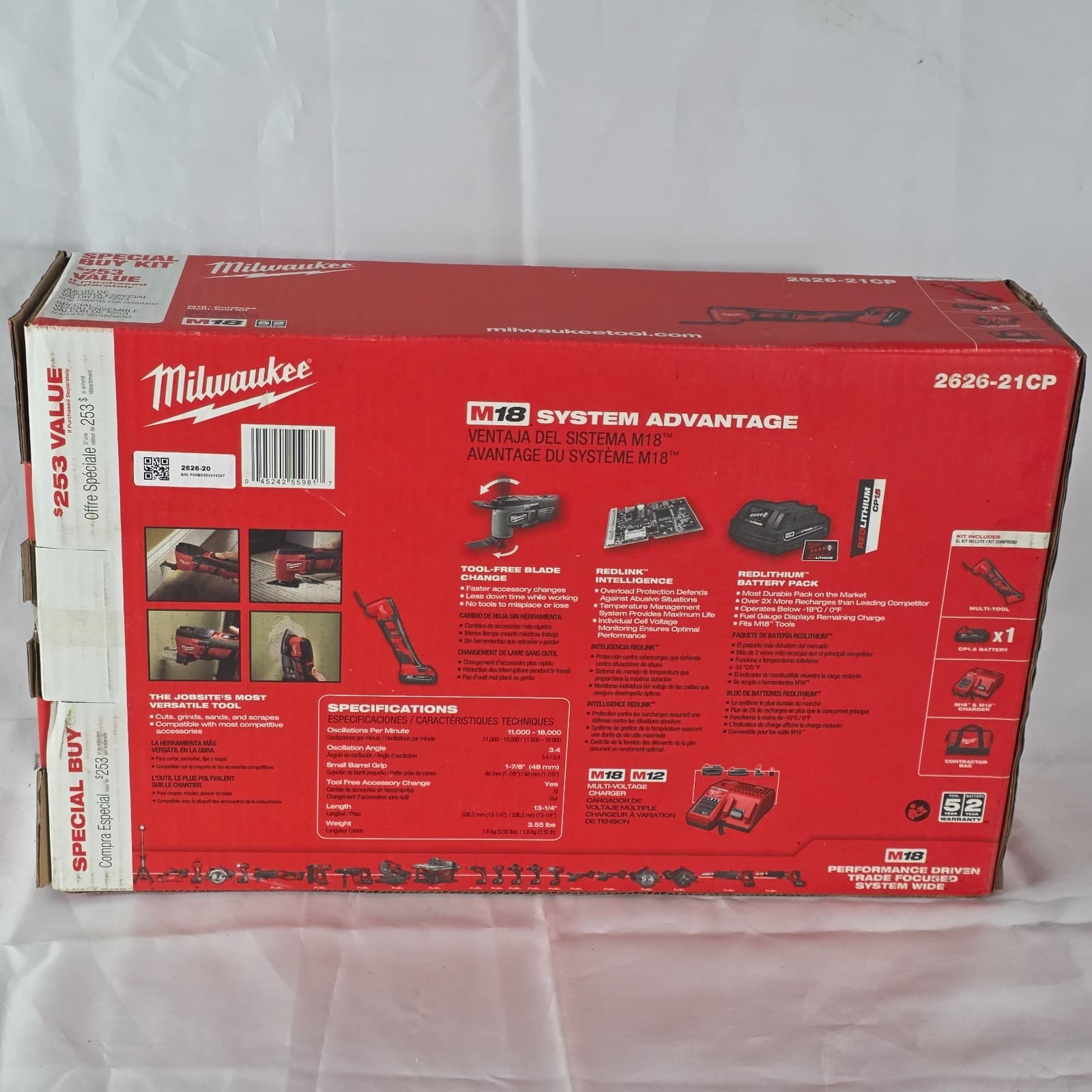Milwaukee 2626-21CP Oscillating Power Tools for M18 Red Cordless Multi-Tool Kit - Thumbnail 5